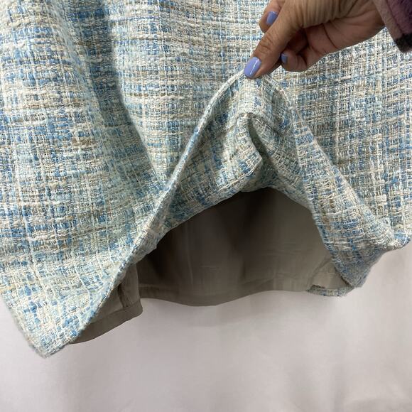 Talbots Size 14P Tweed Sheath Dress Baby Blue Preppy Classic Sleeveless Career - Picture 5 of 9